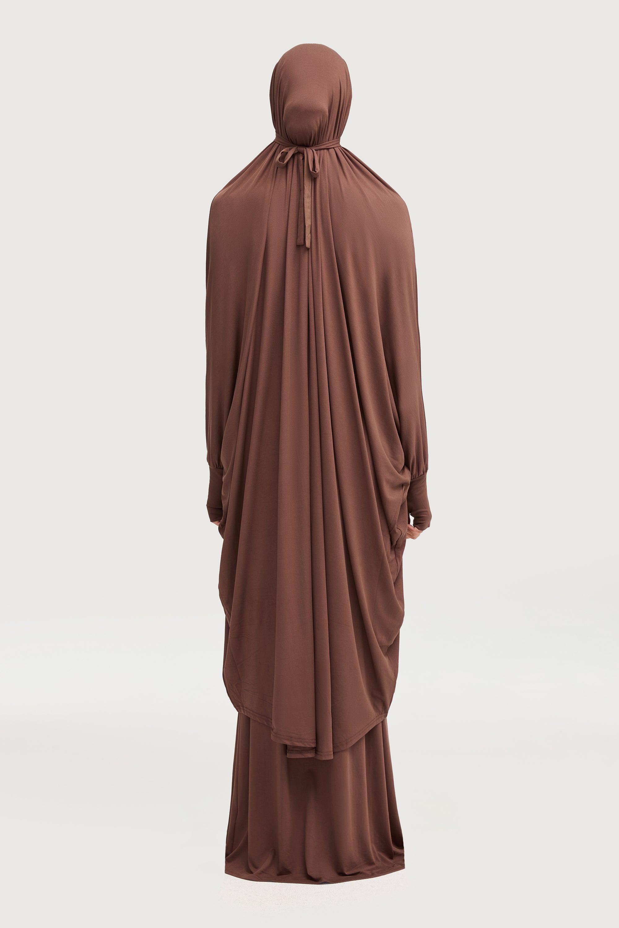 Ensemble Jilbab & Jupe en Jersey de Cupro - Marron Ensembles Modeen