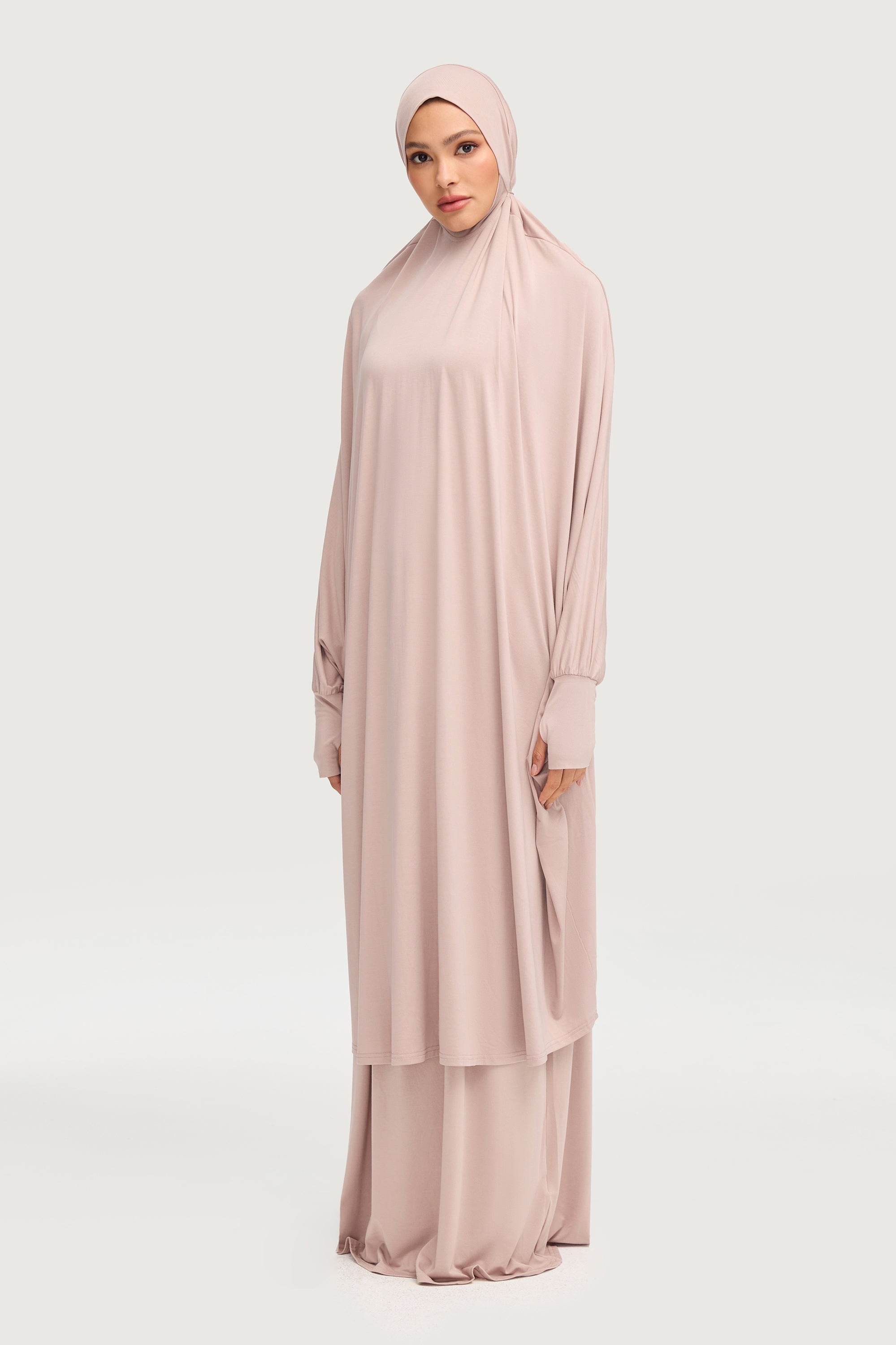 Ensemble Jilbab & Jupe en Jersey de Cupro - Vison Ensembles Modeen