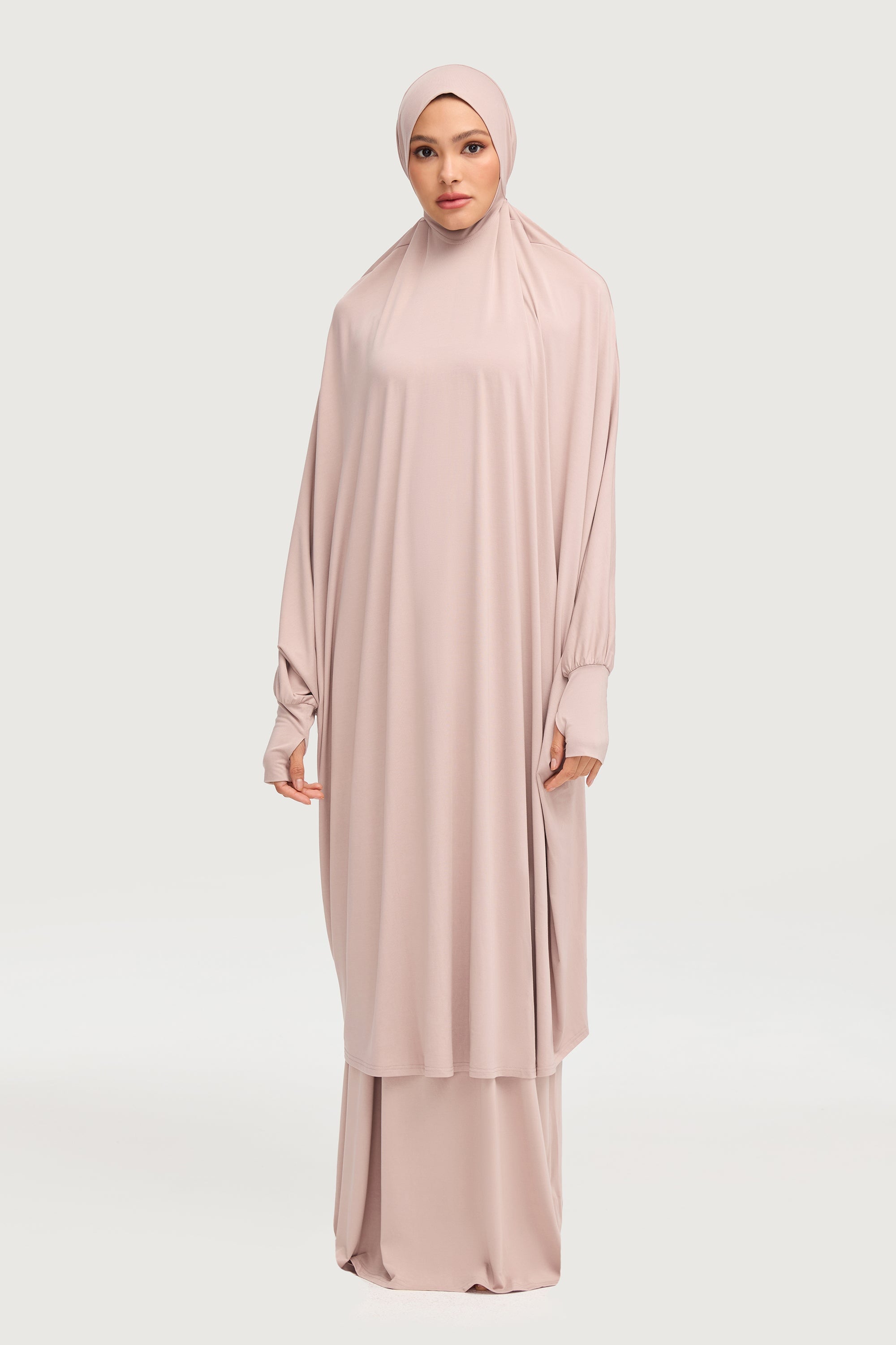 Ensemble Jilbab & Jupe en Jersey de Cupro - Vison Ensembles Modeen