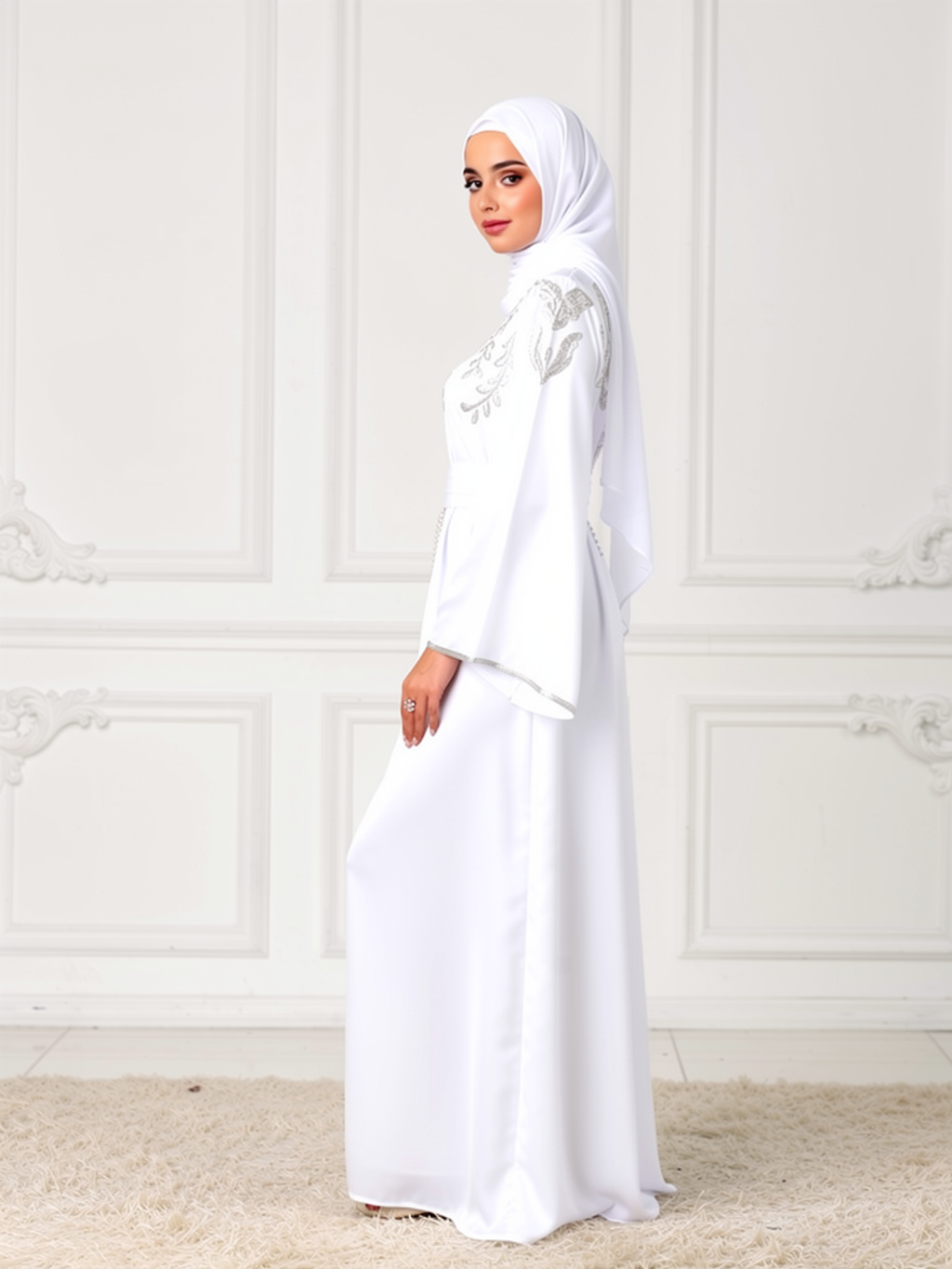Caftan Layla Blanc — vue trois-quarts