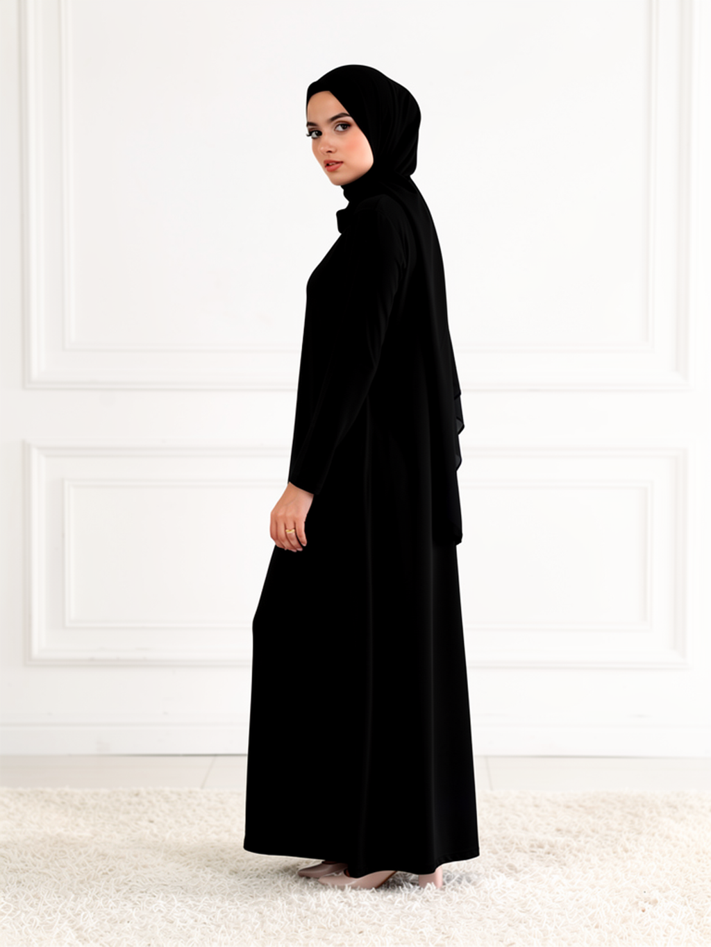 Sous-robe Sana Noir — vue trois-quarts