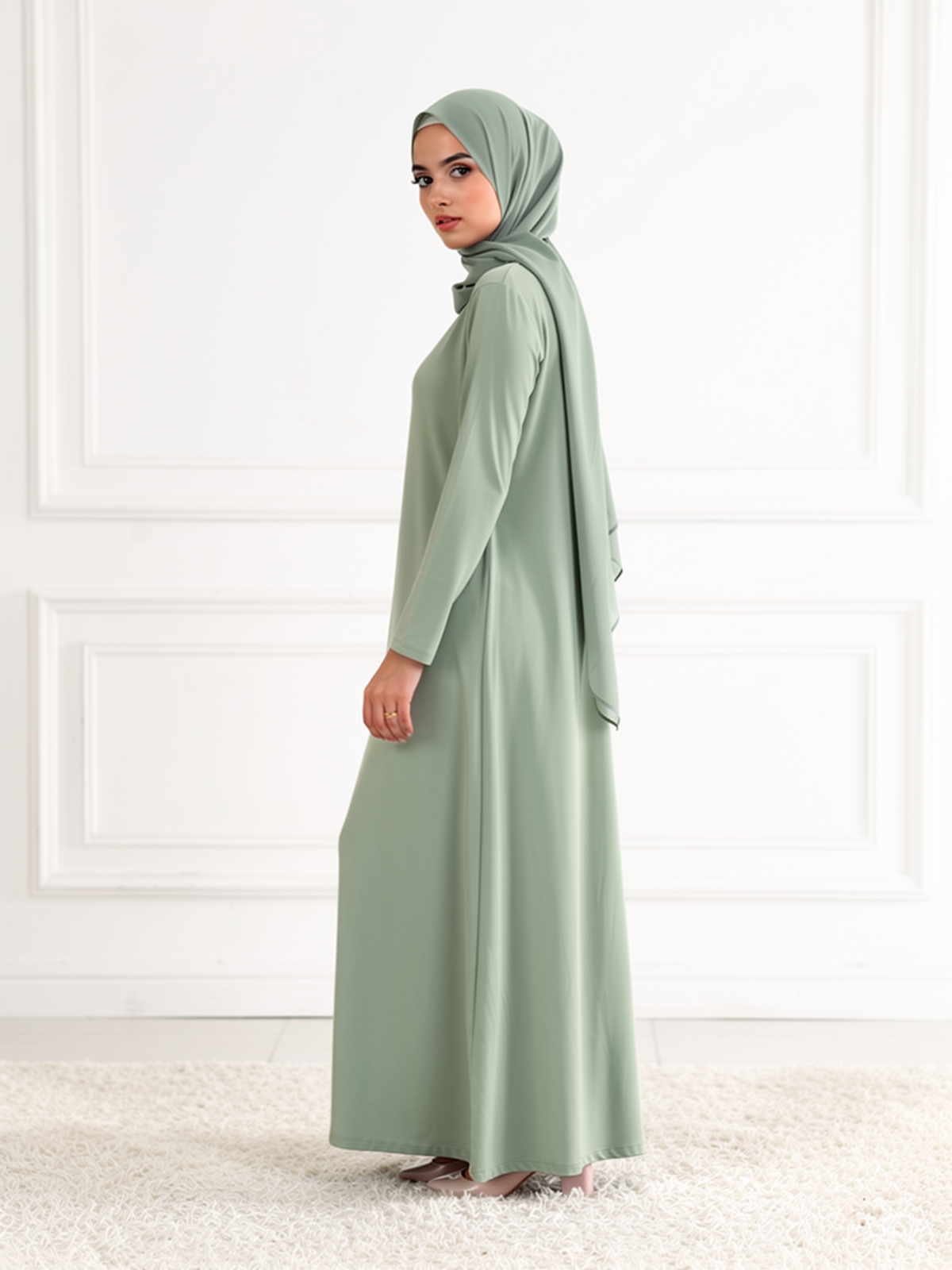 Sous-robe Sana Sauge — vue trois-quarts