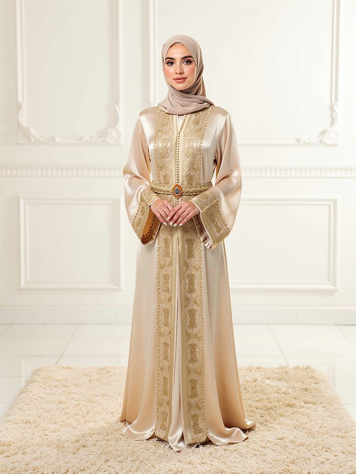 Caftan Soraya Champagne — vue de face