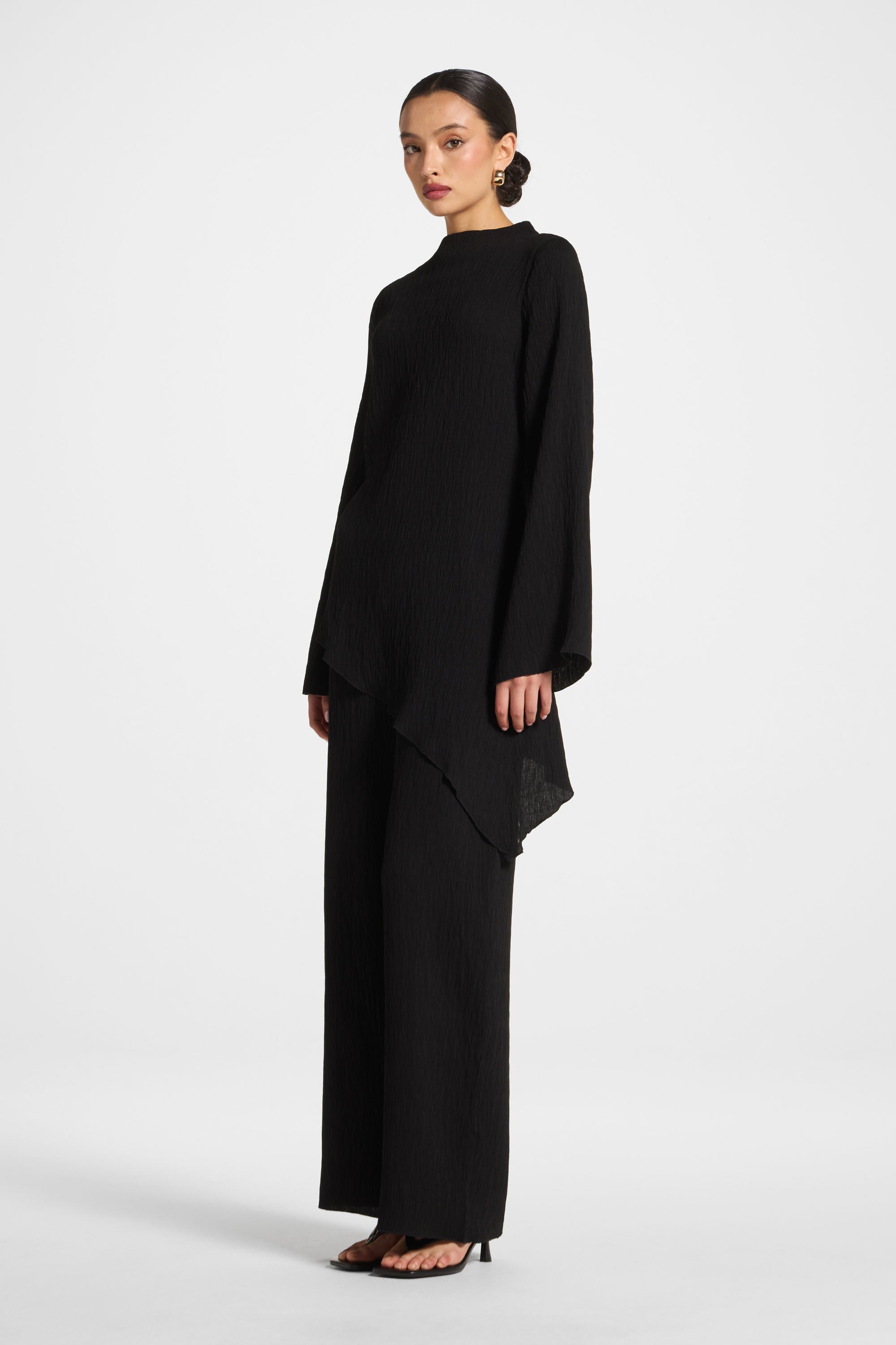 Haut Texturé Asymétrique - Noir Abayas Modeen